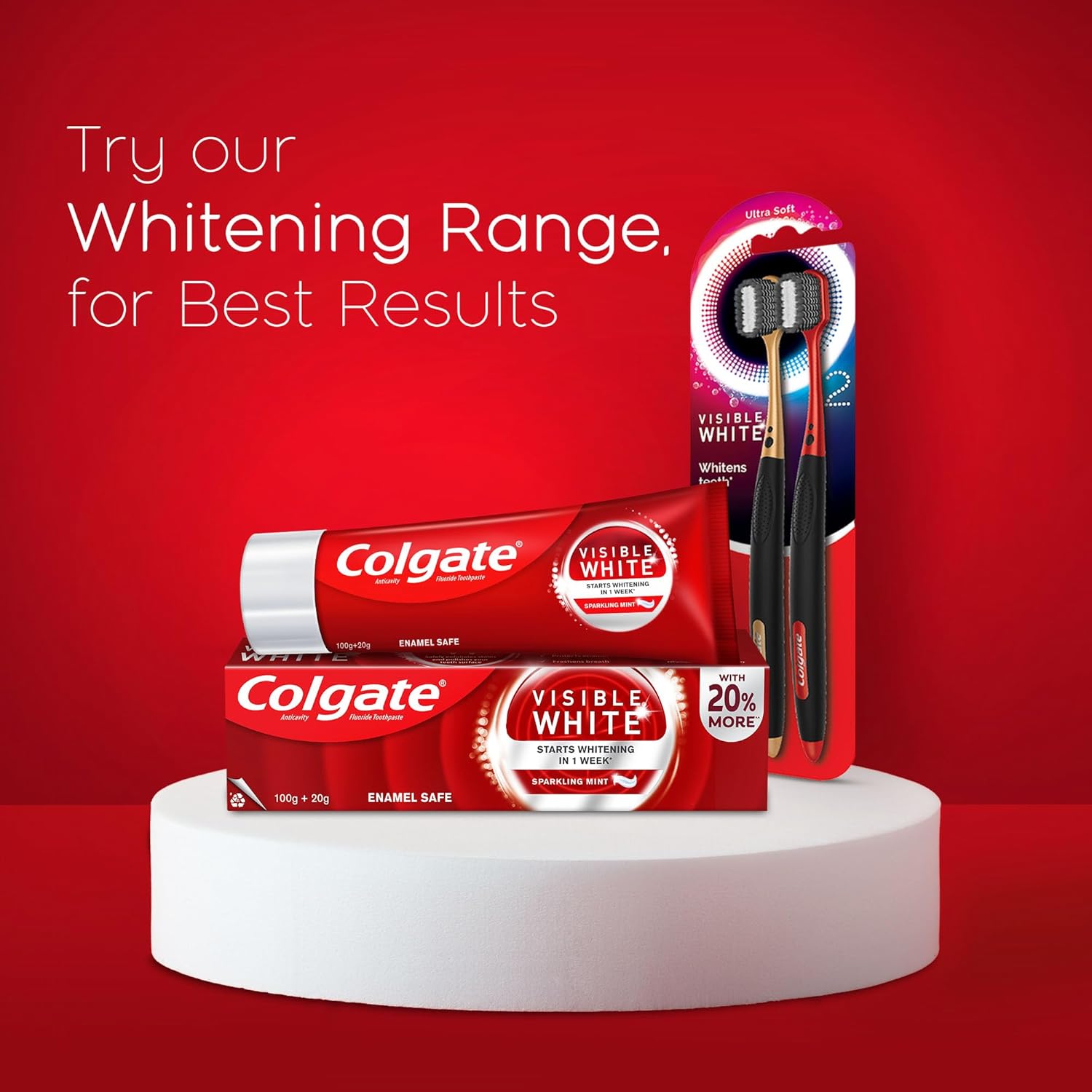 Colgate Visible White, teeth whitening Toothpaste with sparkling mint - 200gm - Image 7