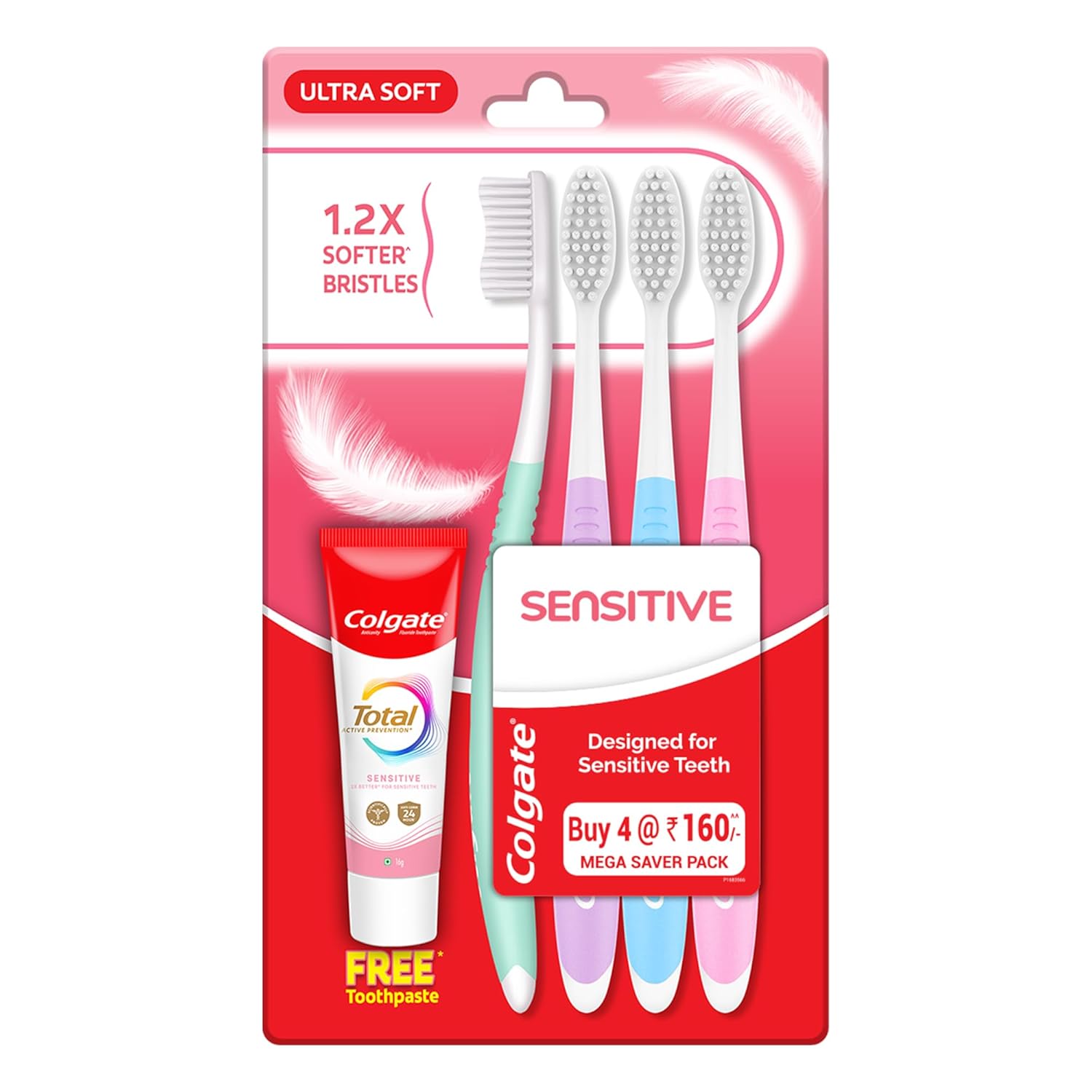 Colgate Sensitive+ Ultra Soft (1.2X softer bristles) Manual Toothbrush Designed for Sensitive Teeth  - Image 1
