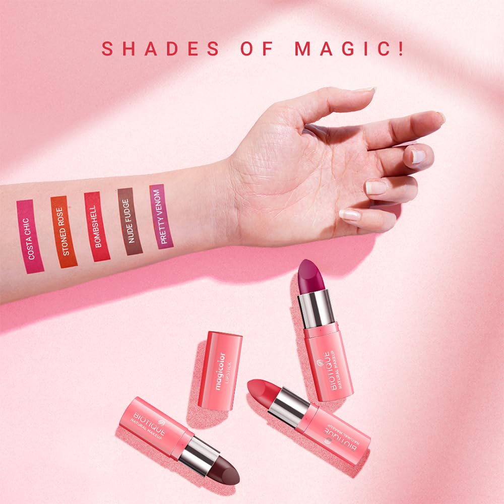 Biotique Natural Makeup Magicolor Lipstick, Pretty Poison, 4g - Image 5