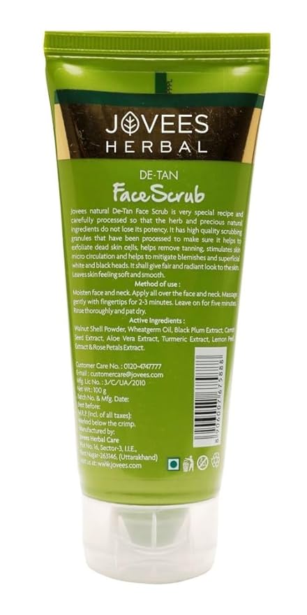 Jovees Herbal De-Tan Scrub With SPF For Brightening & Revitalizing Face Scrub - 100g - Image 2