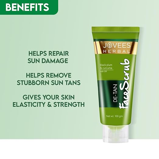 Jovees Herbal De-Tan Scrub With SPF For Brightening & Revitalizing Face Scrub - 100g - Image 4