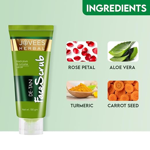 Jovees Herbal De-Tan Scrub With SPF For Brightening & Revitalizing Face Scrub - 100g - Image 5
