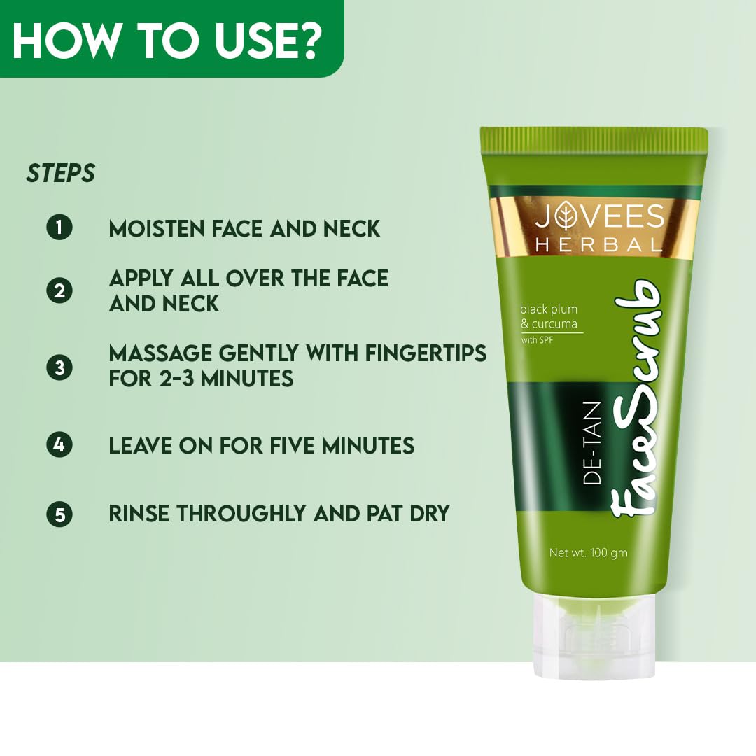 Jovees Herbal De-Tan Scrub With SPF For Brightening & Revitalizing Face Scrub - 100g - Image 6