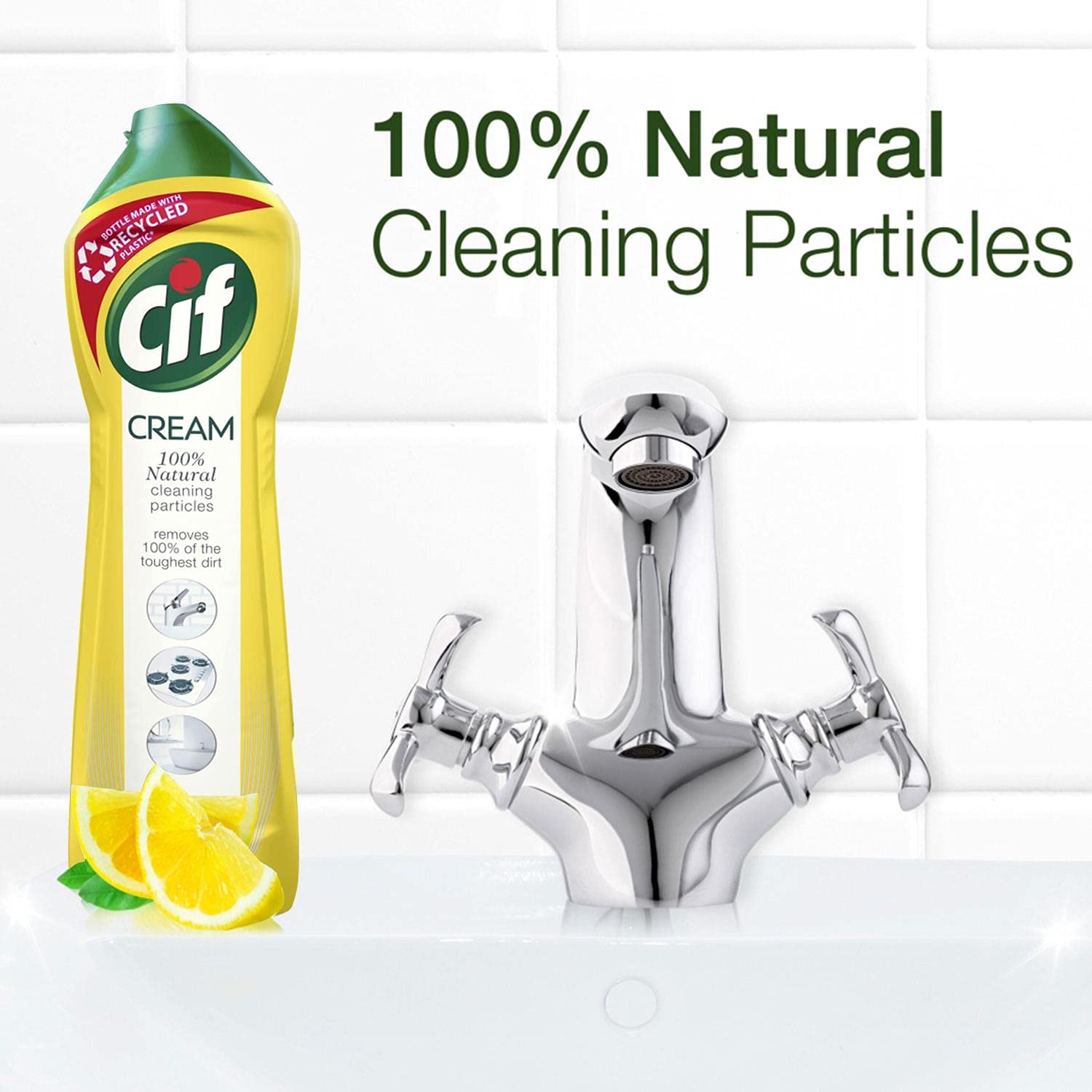 Cif  Abrasive Surface Cleaner Cream, Lemon| Kitchen & Bathroom - Image 3