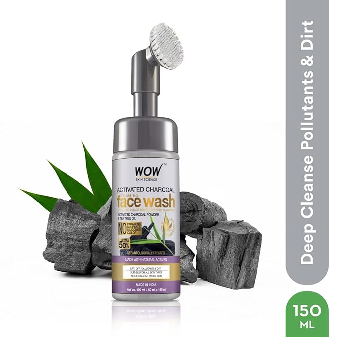 WOW Skin Science Charcoal Foaming Face Wash - 150 ML - Image 2
