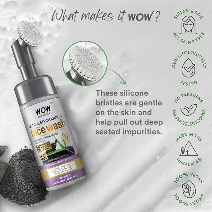 WOW Skin Science Charcoal Foaming Face Wash - 150 ML - Image 6