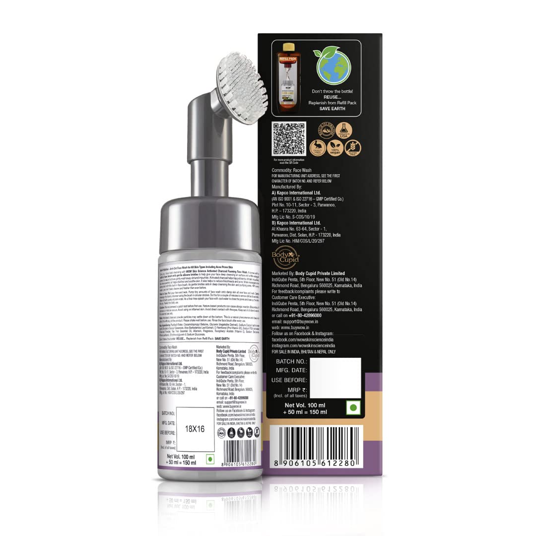 WOW Skin Science Charcoal Foaming Face Wash - 150 ML - Image 9