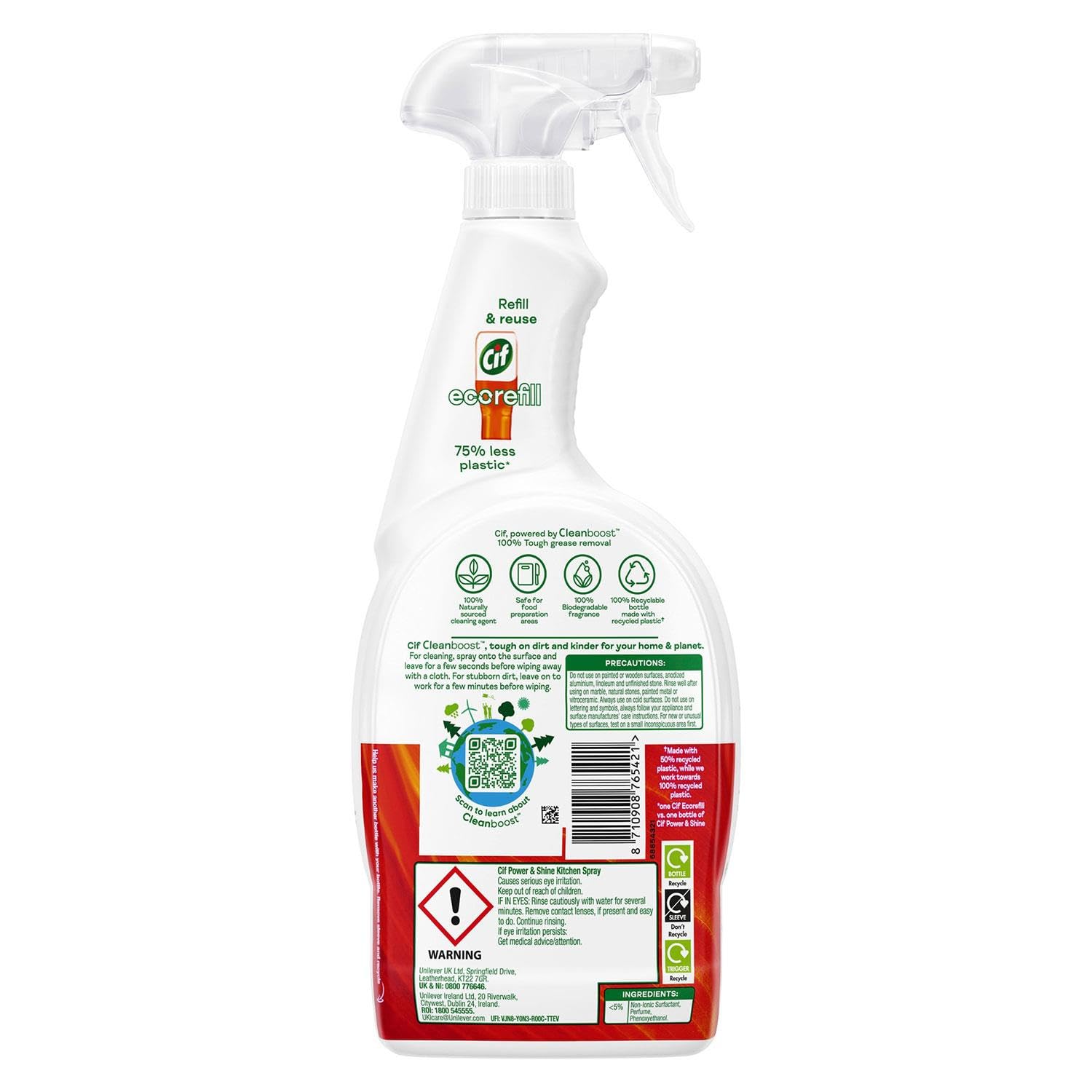 CIF Power & Shine Kitchen Cleaner Spray, Tough Grease & Stain Removal, Suitable for Chimney, - Image 2