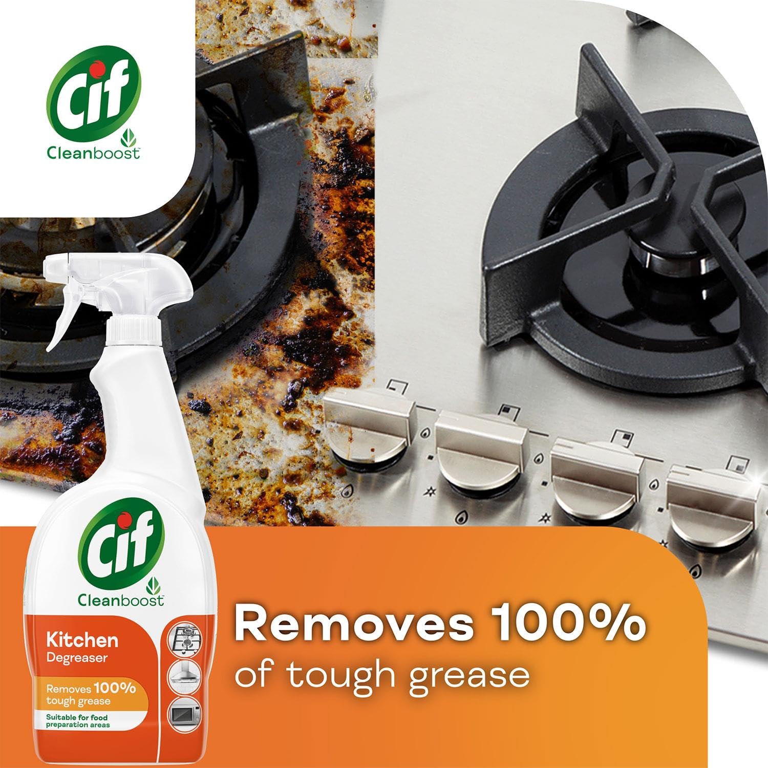 CIF Power & Shine Kitchen Cleaner Spray, Tough Grease & Stain Removal, Suitable for Chimney, - Image 3