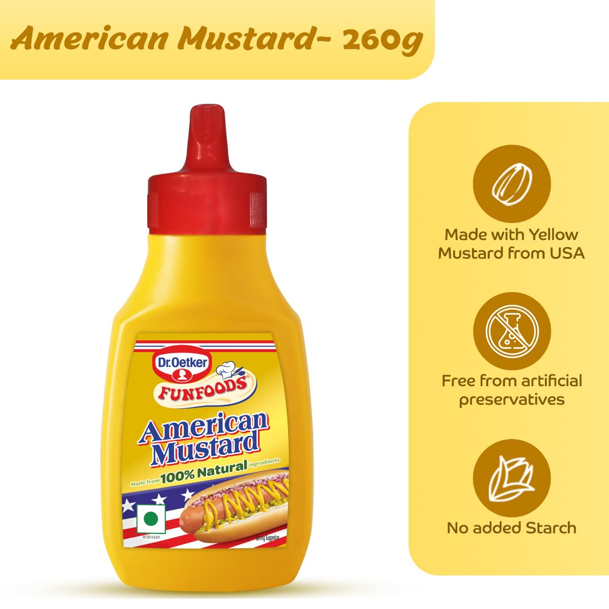 Dr. Oetker FunFoods American Mustard, 260g | Mild & Creamy - Image 3