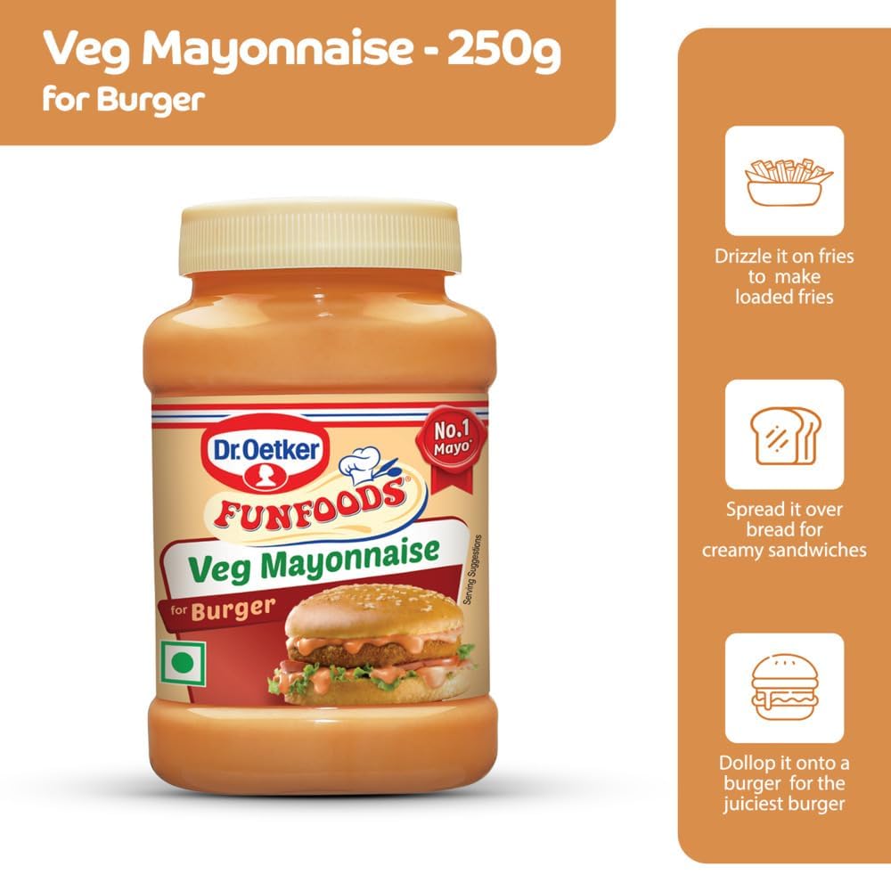 Dr. Oetker FunFoods Veg Burger Mayonnaise, 250g | 38% Juicy Tomatoes  - Image 2