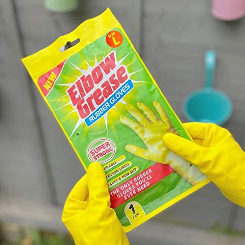 Elbow Grease Rubber Gloves, Super Strong, Durable, Cotton Lined, Soft and Non Slip (1, Large) - Image 2