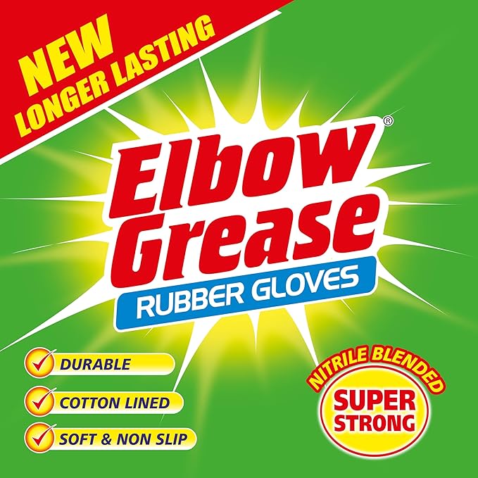 Elbow Grease Rubber Gloves, Super Strong, Durable, Cotton Lined, Soft and Non Slip (1, Large) - Image 3