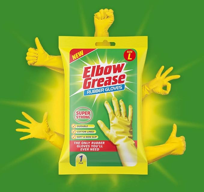 Elbow Grease Rubber Gloves, Super Strong, Durable, Cotton Lined, Soft and Non Slip (1, Large) - Image 5