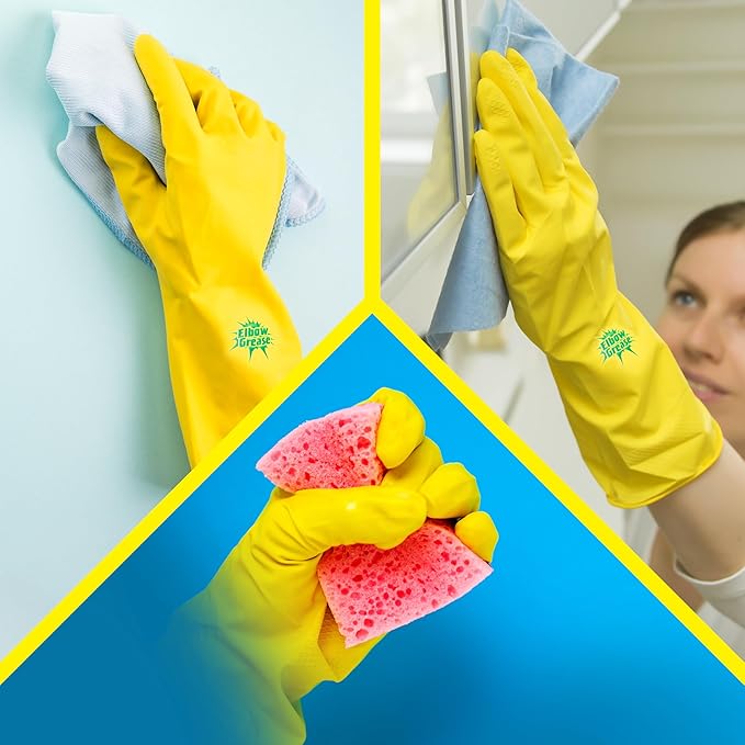 Elbow Grease Rubber Gloves, Super Strong, Durable, Cotton Lined, Soft and Non Slip (1, Large) - Image 6