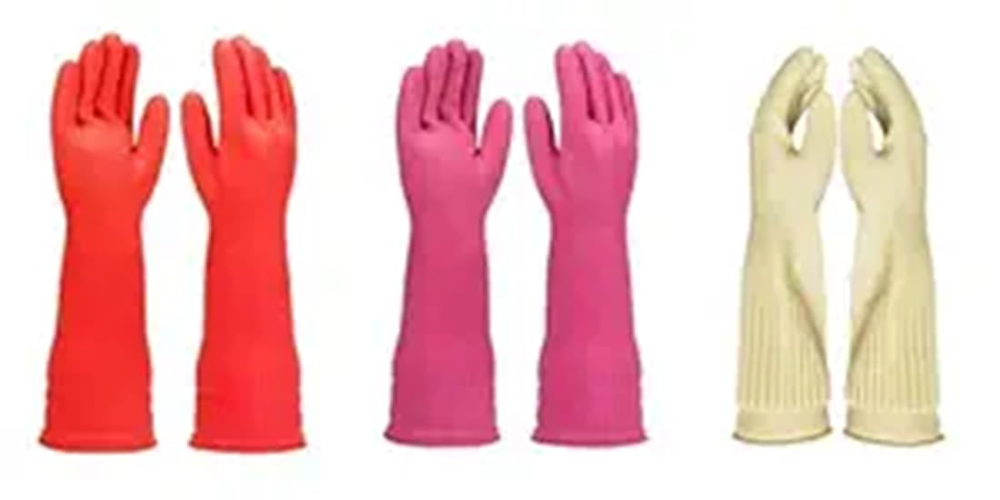 Latex Cleaning Gloves Kitchen Dishwashing Glove And Cleaning Cloth Waterproof Reuseable (Pack Of 1) - Image 1
