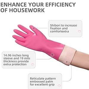 Latex Cleaning Gloves Kitchen Dishwashing Glove And Cleaning Cloth Waterproof Reuseable (Pack Of 1) - Image 2