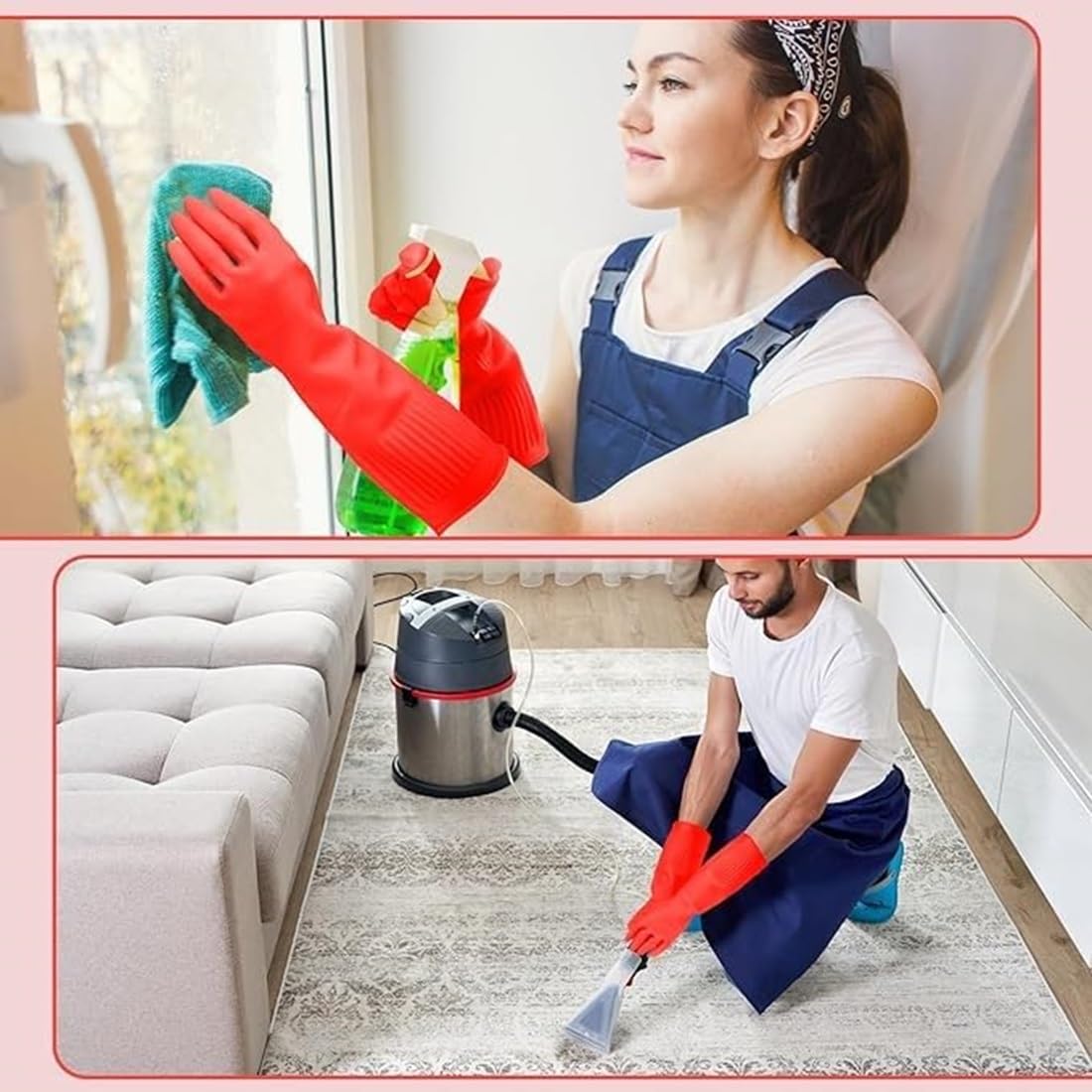 Latex Cleaning Gloves Kitchen Dishwashing Glove And Cleaning Cloth Waterproof Reuseable (Pack Of 1) - Image 4