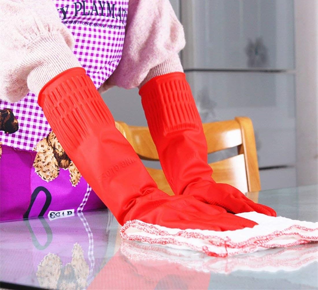 Latex Cleaning Gloves Kitchen Dishwashing Glove And Cleaning Cloth Waterproof Reuseable (Pack Of 1) - Image 5