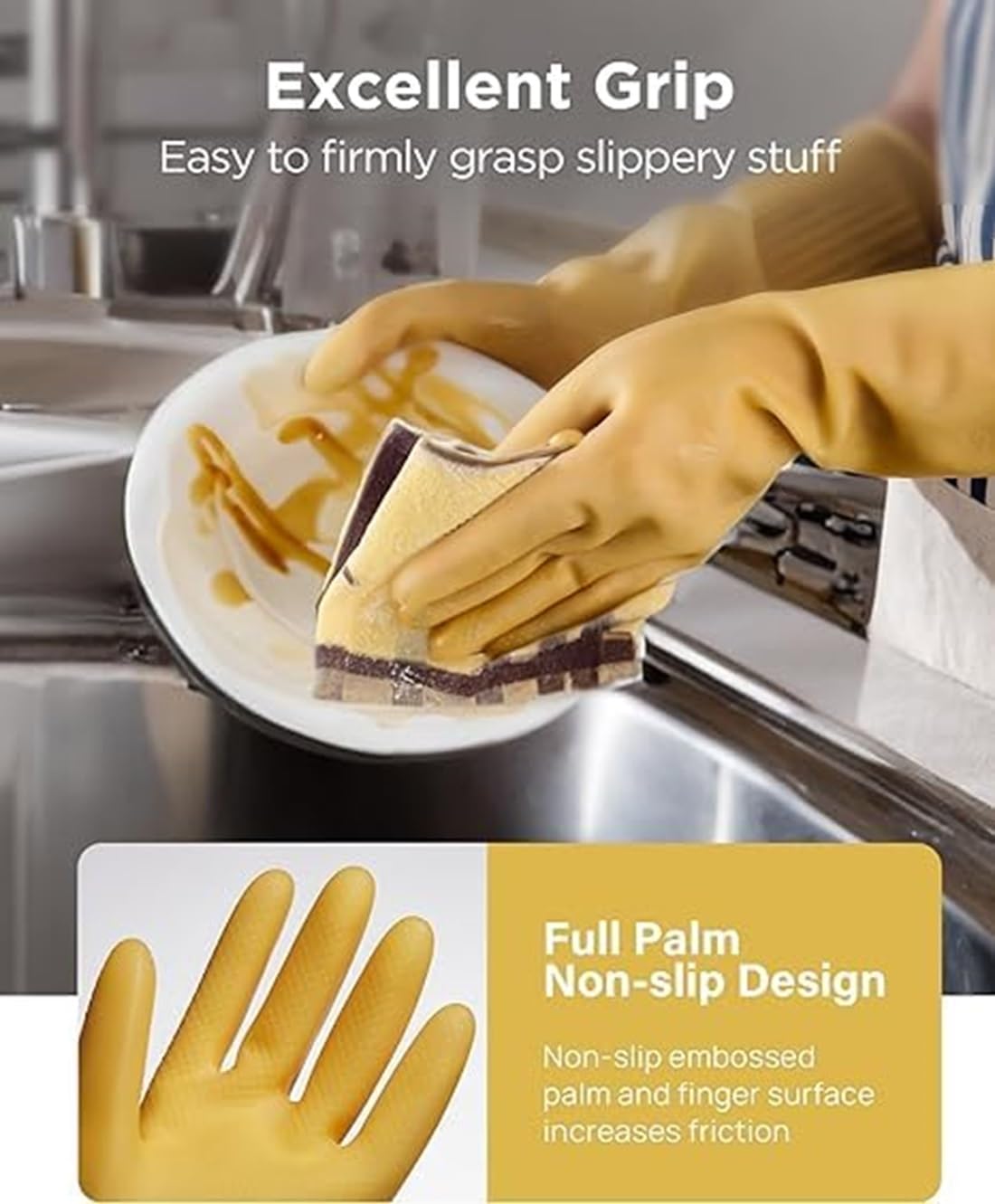 Latex Cleaning Gloves Kitchen Dishwashing Glove And Cleaning Cloth Waterproof Reuseable (Pack Of 1) - Image 6