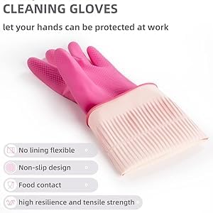 Latex Cleaning Gloves Kitchen Dishwashing Glove And Cleaning Cloth Waterproof Reuseable (Pack Of 1) - Image 8