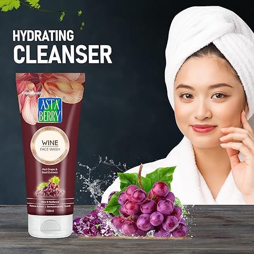 Astaberry Wine Face Wash for helps in cleansing and moisturization of the skin,  Pack of 2 100ml X 2 - Image 2
