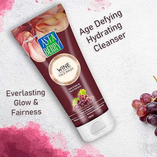 Astaberry Wine Face Wash for helps in cleansing and moisturization of the skin,  Pack of 2 100ml X 2 - Image 3