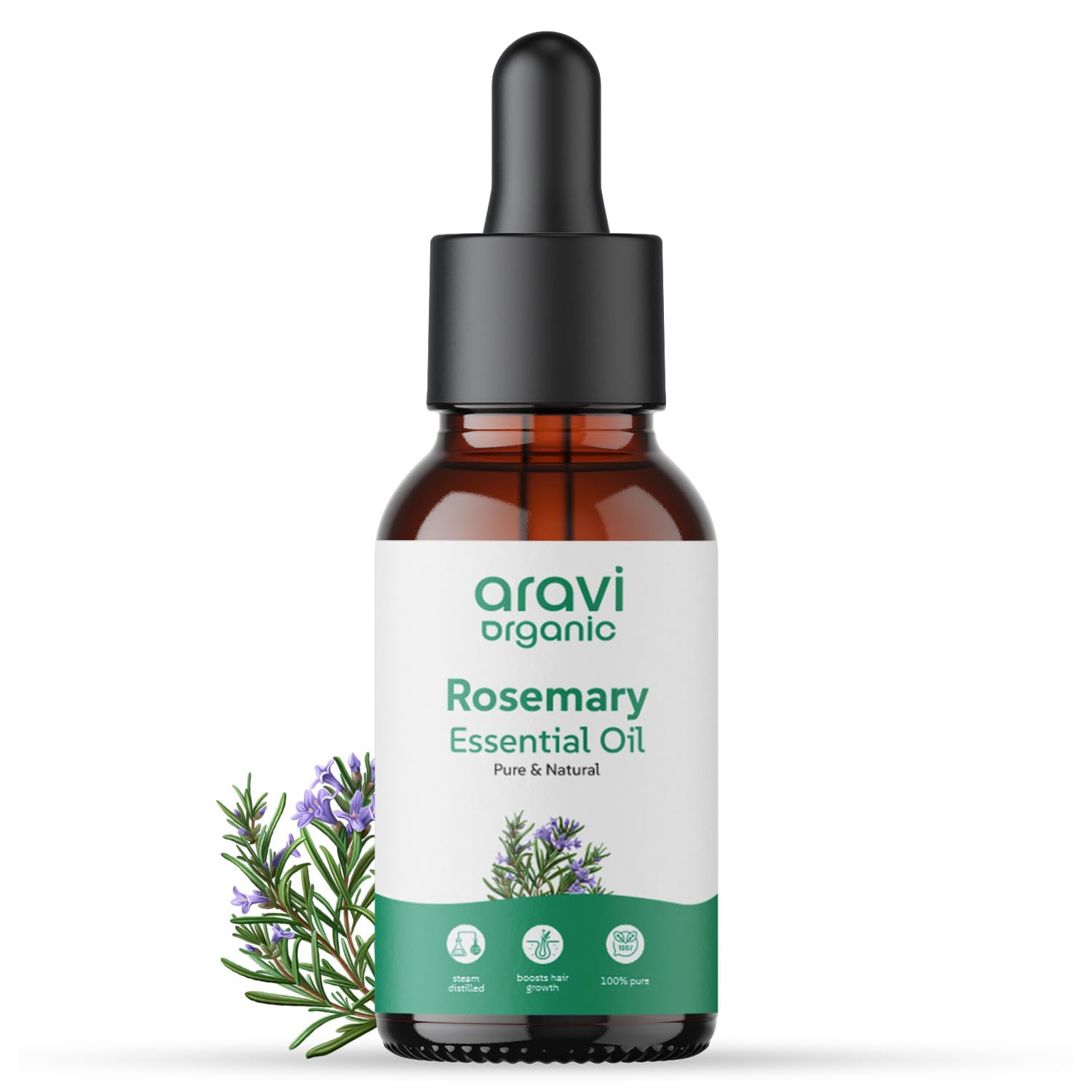 Aravi Organic Rosemary Essential Oil for Hair Growth, Quick Hair Growth for Women and Men - 30 ml - Image 1