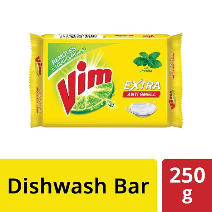 Vim Dishwash Anti Smell Bar, Pudina, Removes Tough Food Smells From Utensils 250 g - Image 2