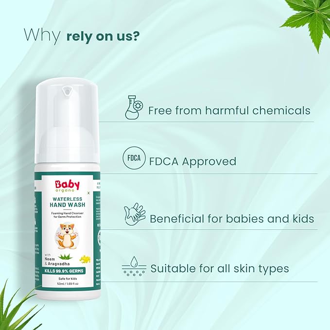 Babyorgano Non Alcoholic Foam Based Waterless Handwash for Kids - 50 ML - Image 5