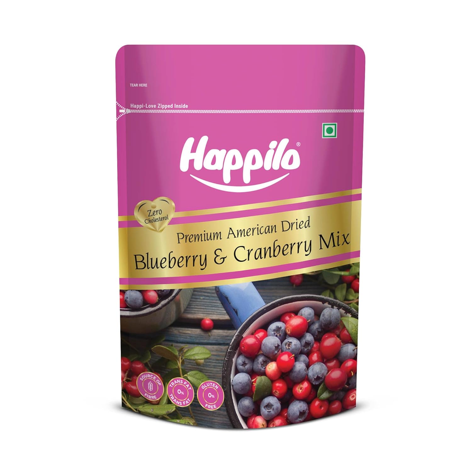Happilo Premium Dried Blueberry Cranberry Duet 200 grams Pack - Image 1