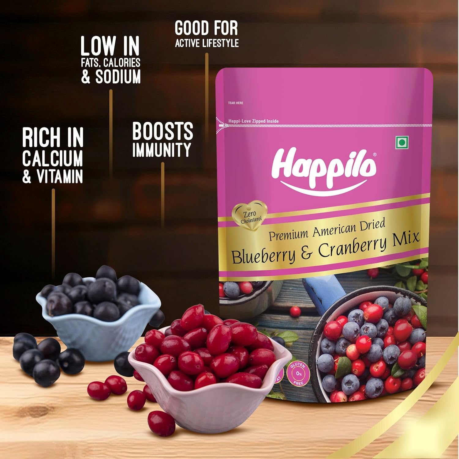 Happilo Premium Dried Blueberry Cranberry Duet 200 grams Pack - Image 4