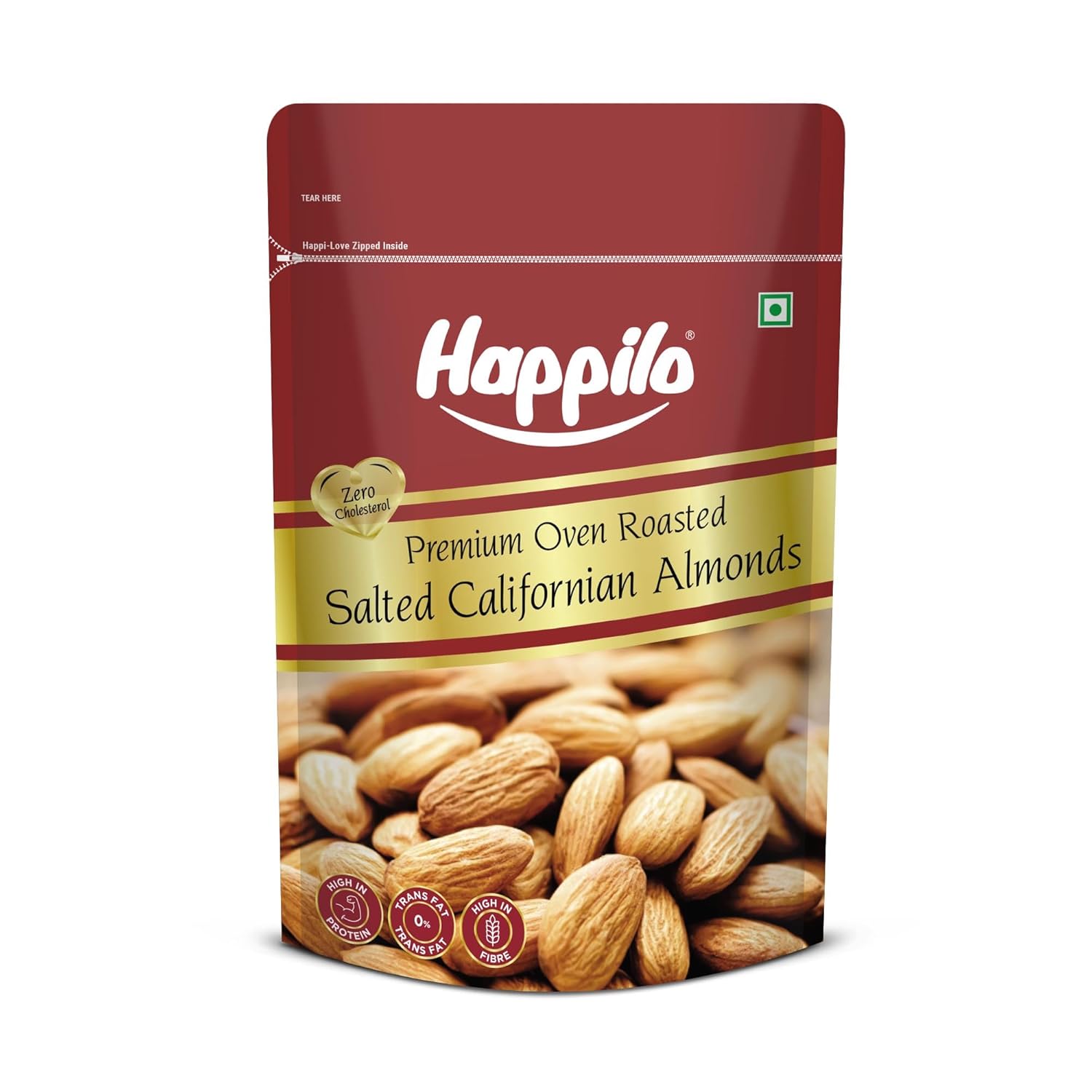 Happilo Premium Californian Almonds Roasted & Salted 200g - Image 1