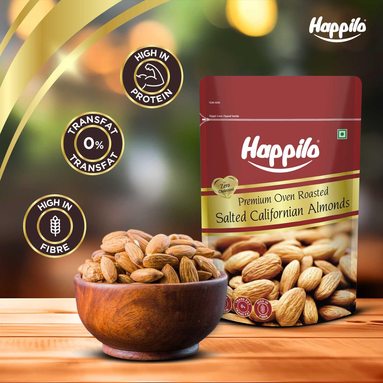 Happilo Premium Californian Almonds Roasted & Salted 200g - Image 5