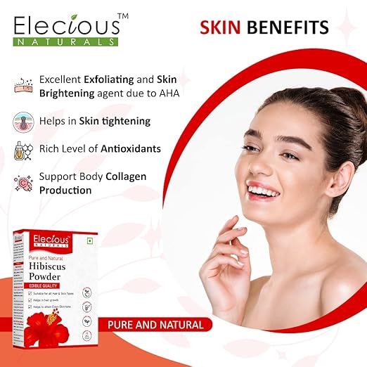 Elecious Hibiscus powder for hair growth, face and skin (200 Grams) - Image 4