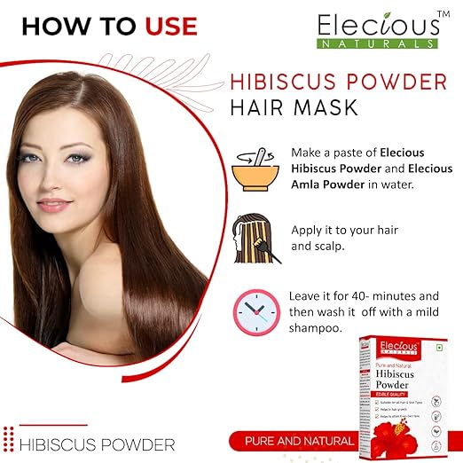 Elecious Hibiscus powder for hair growth, face and skin (200 Grams) - Image 5