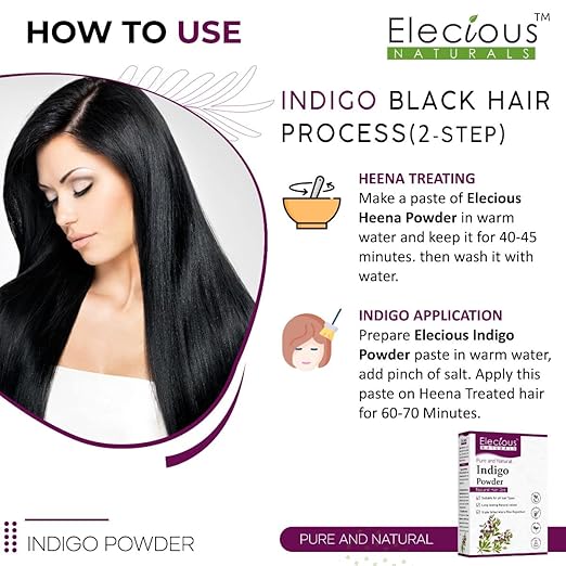 Elecious Indigo Powder for Hair black (200 Grams) - Image 4