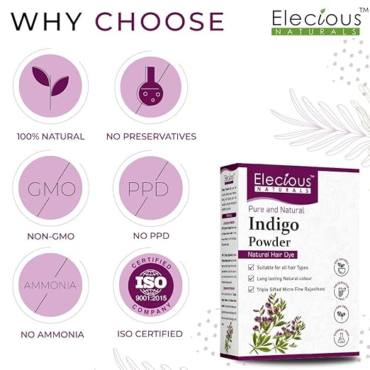 Elecious Indigo Powder for Hair black (200 Grams) - Image 6