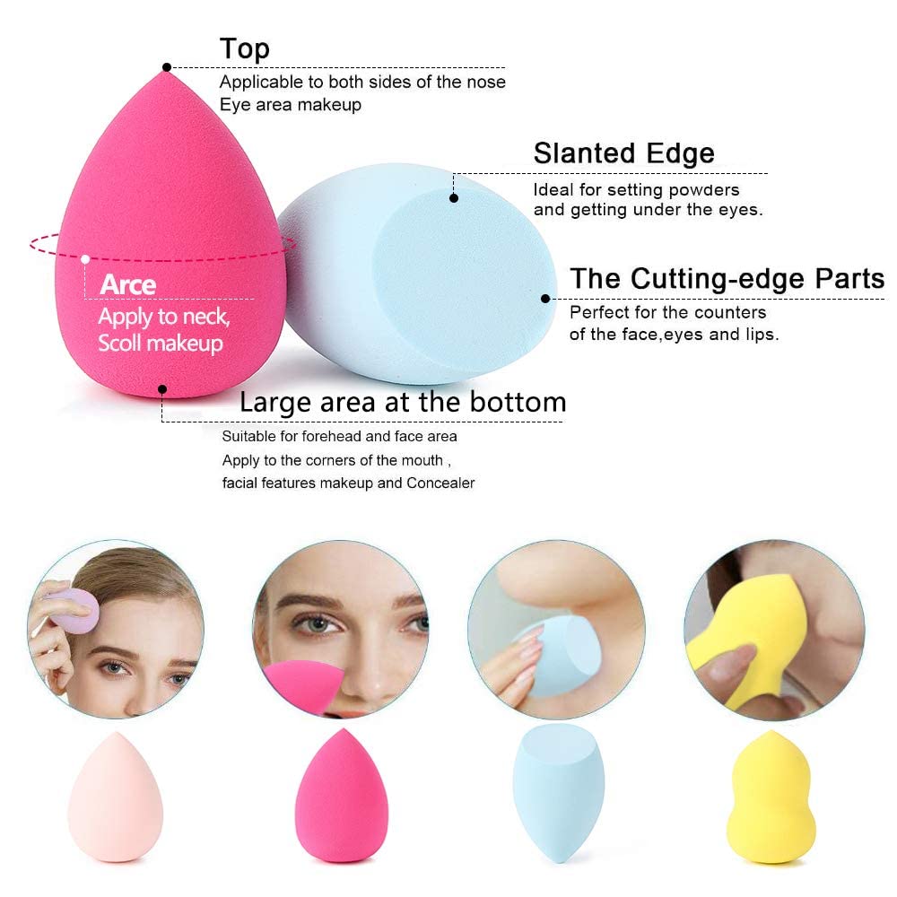 1 Round Foundation Makeup Brush, 2 Pieces Makeup Sponge Blender  - Image 2