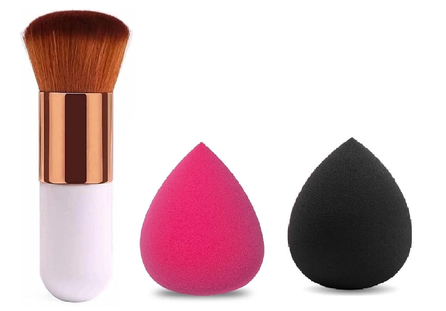 1 Round Foundation Makeup Brush, 2 Pieces Makeup Sponge Blender  - Image 3