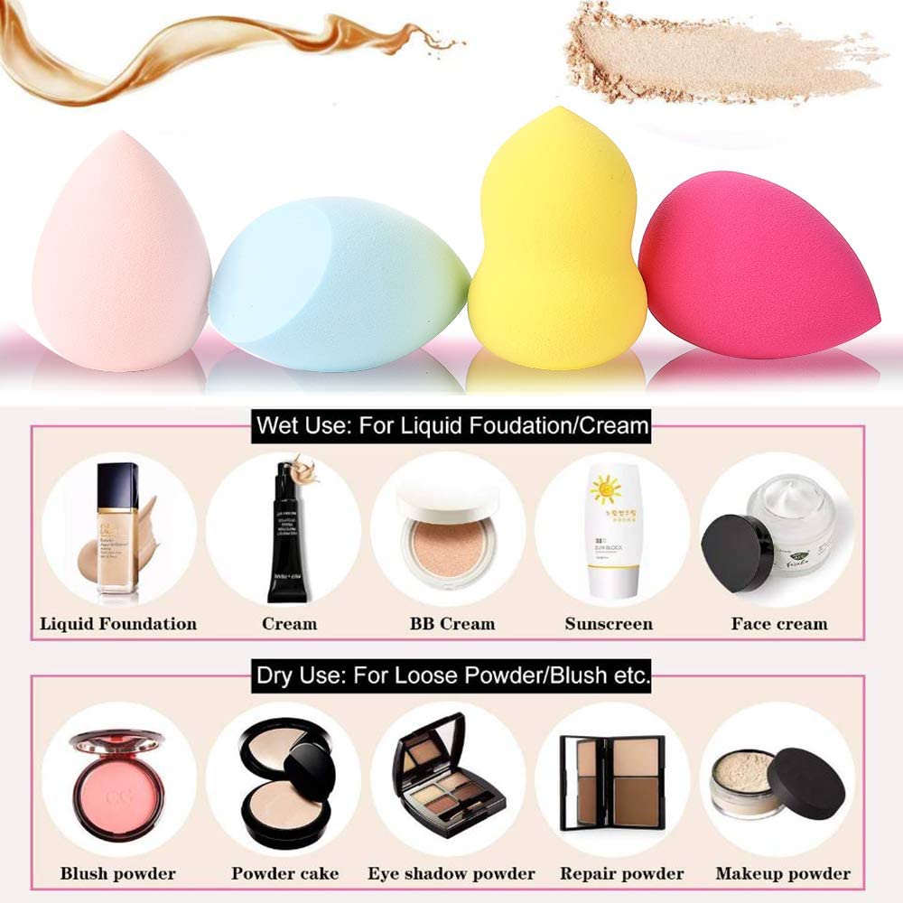 1 Round Foundation Makeup Brush, 2 Pieces Makeup Sponge Blender  - Image 5