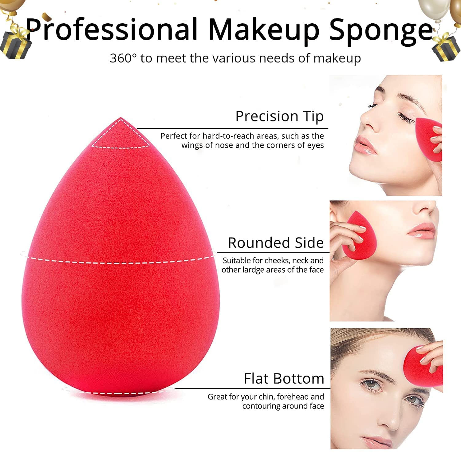 1 Round Foundation Makeup Brush, 2 Pieces Makeup Sponge Blender  - Image 6