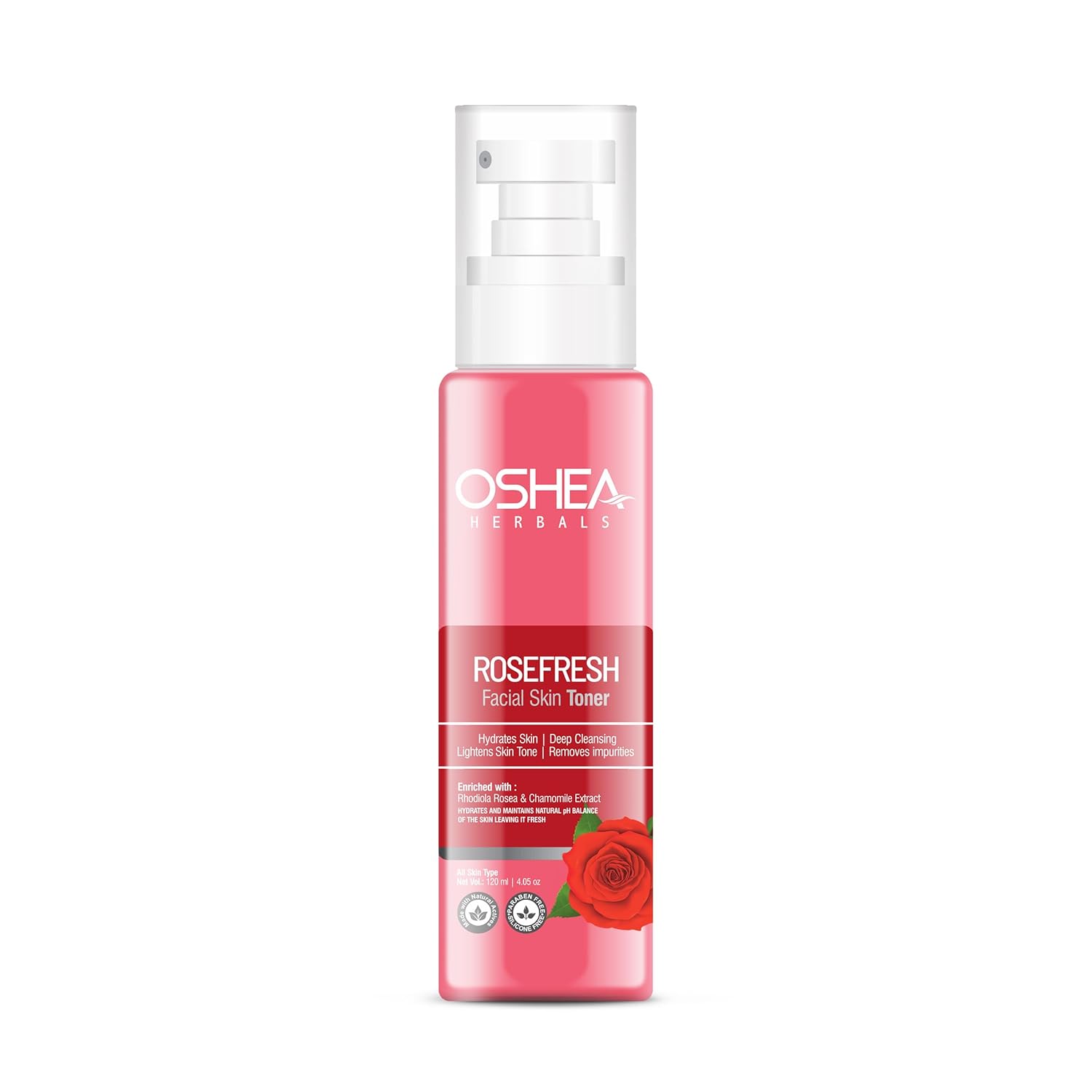 Oshea Herbals RoseFresh Skin Toner For Normal to Oily Skin Type | Controls Oil, Cures Pimples, Minimise Pores & Hydrates with Healthy Glowing Skin - 120ml - Image 1
