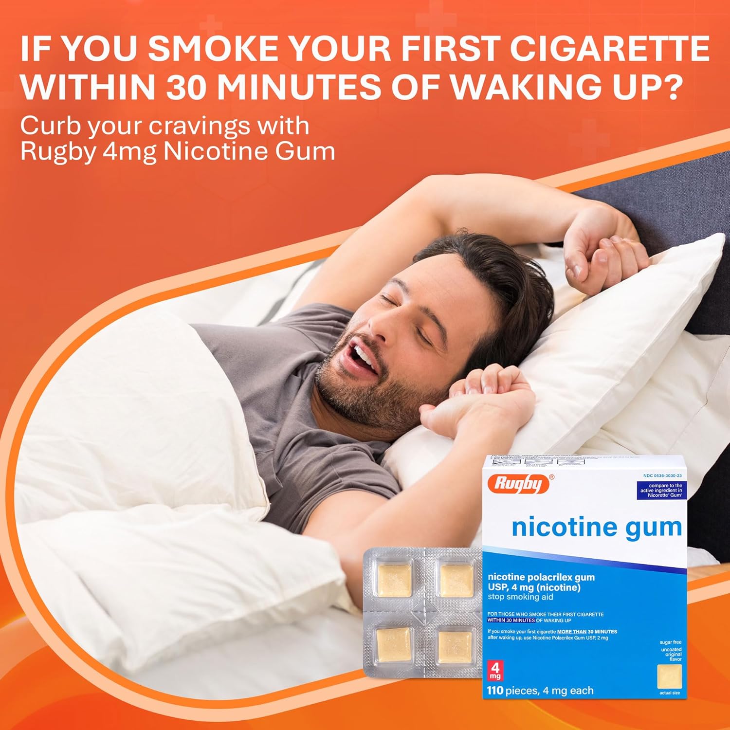 Rugby Polacrilex 4mg Nicotine Gum - Original Flavor, Quit Smoking and Vaping Aid, Sugar-Free, 110 Count (1-Pack) - Image 4