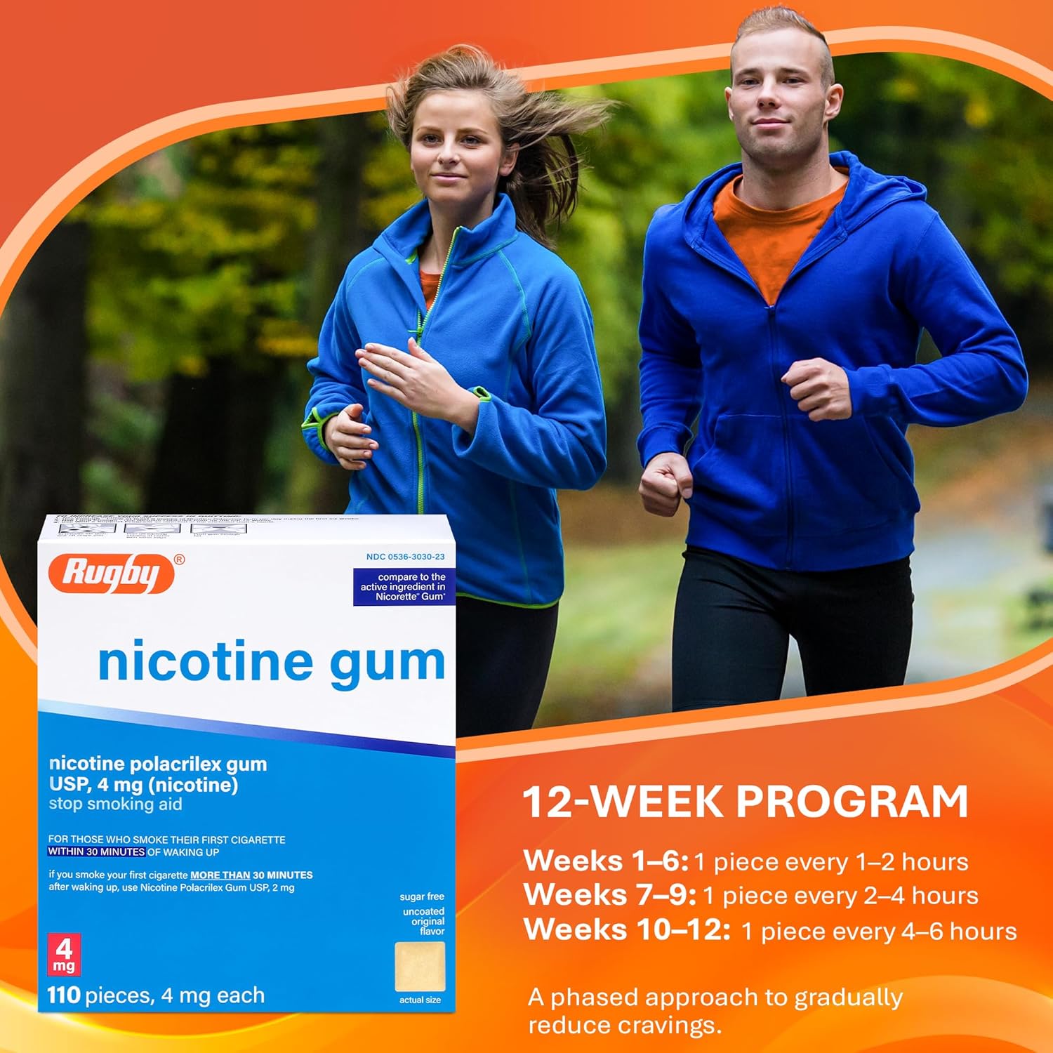 Rugby Polacrilex 4mg Nicotine Gum - Original Flavor, Quit Smoking and Vaping Aid, Sugar-Free, 110 Count (1-Pack) - Image 6