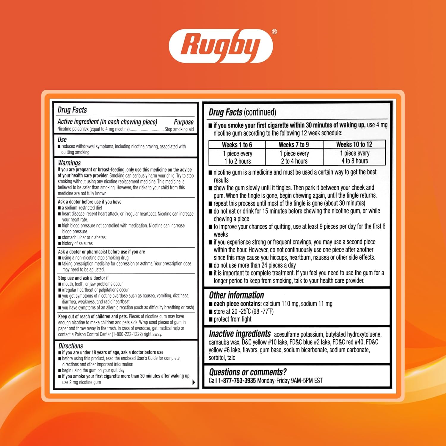 Rugby Polacrilex 4mg Nicotine Gum - Original Flavor, Quit Smoking and Vaping Aid, Sugar-Free, 110 Count (1-Pack) - Image 9
