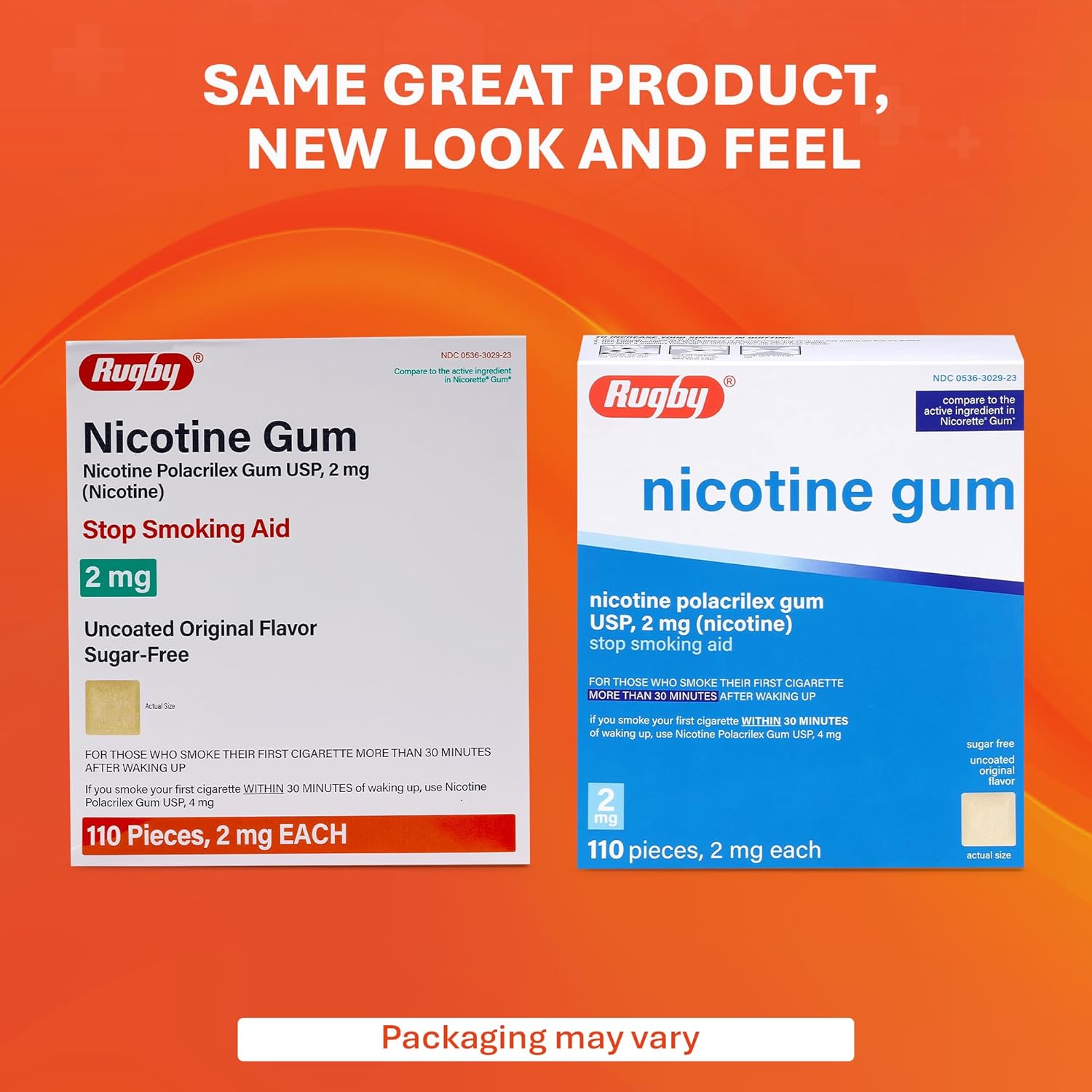 Rugby Polacrilex 2mg Nicotine Gum - Original Flavor, Quit Smoking and Vaping Aid, Sugar-Free, 110 Count (1-Pack) - Image 3