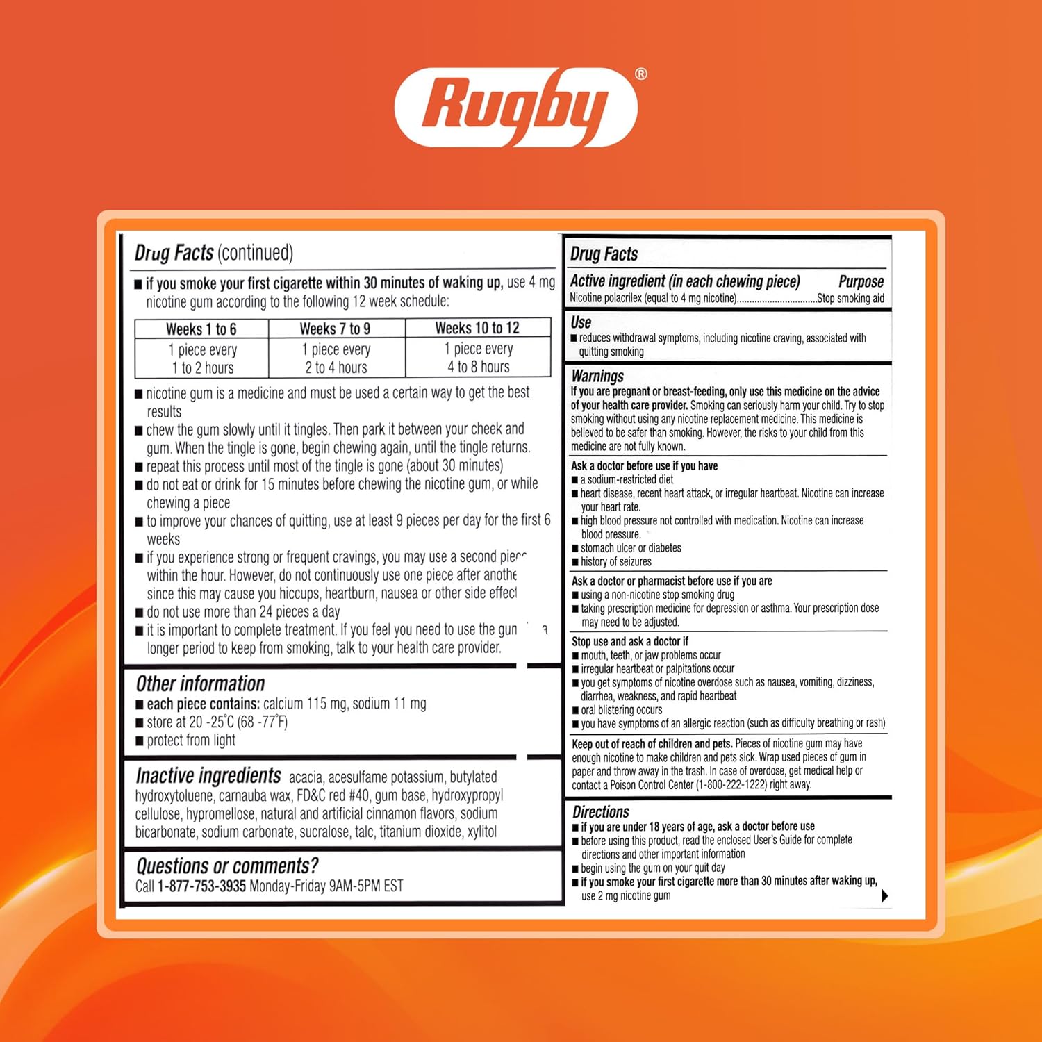 Rugby Polacrilex 2mg Nicotine Gum - Original Flavor, Quit Smoking and Vaping Aid, Sugar-Free, 110 Count (1-Pack) - Image 9