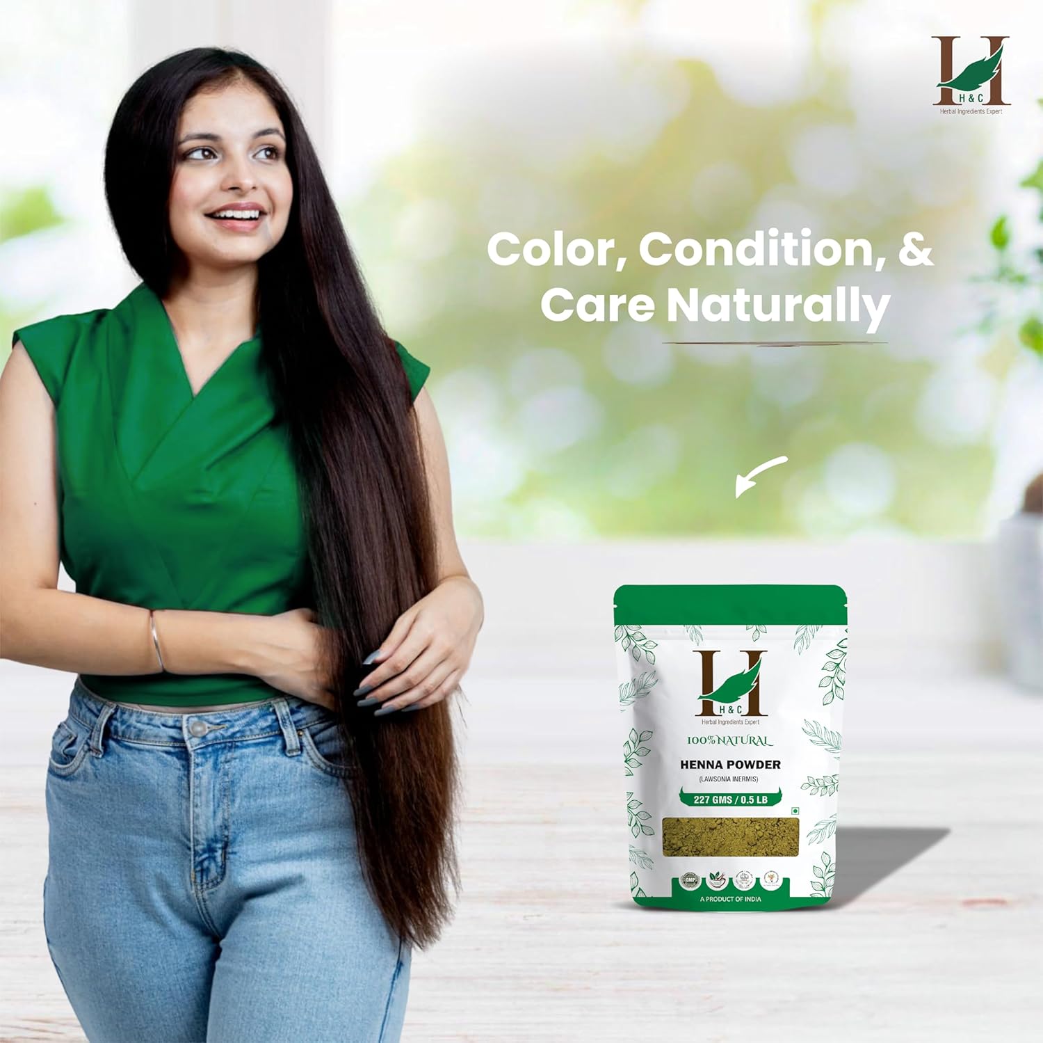 H&C Herbal Ingredients Expert Natural Henna Powder (227 Gm) for Hair Color  - Image 3