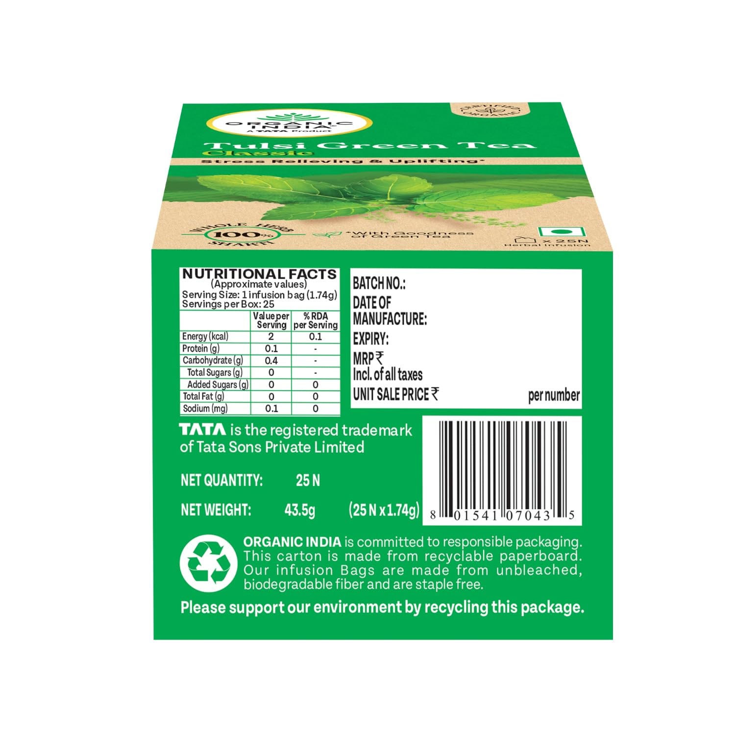 A TATA Product - Organic India Tulsi Green Tea Classic - 25 Tea Bags - Image 5